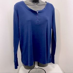 Steve Madden Women’s Blue Casual Long Sleeve Henley Shirt Size Medium